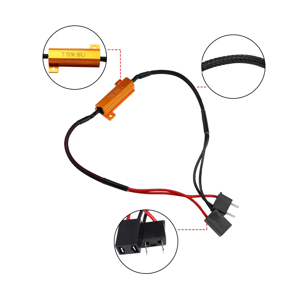 

2pcs 50W 8RJ H7 H11 H1 9005 9006 Headlight Load Resistor LED Canbus Car Fog Lamps Decoder Error Warning Resistance