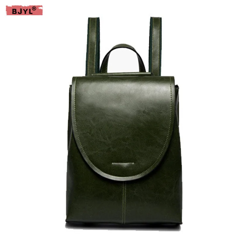 

BJYL 2018 New Genuine leather Women Backpacks soft face retro college ladies shoulder Bag Luxury Fashion female trend school Bag