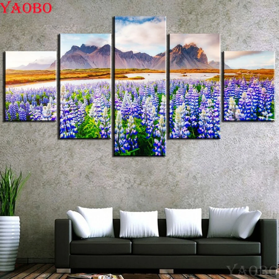 5 шт. 5D алмазная живопись своими руками пейзаж цветы гиацинта вышивка полный