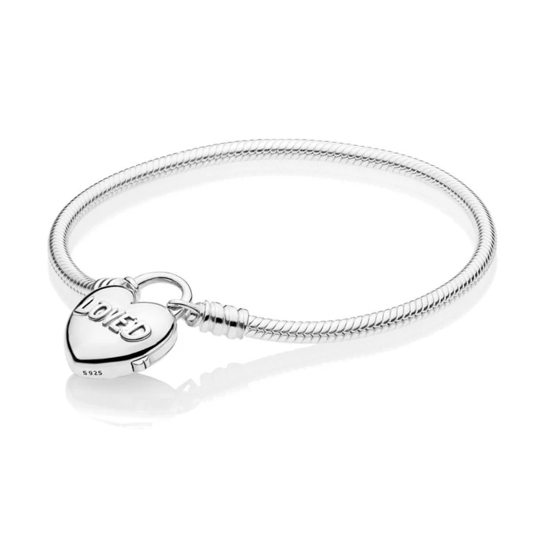 

QANDOCCI 925 Sterling Silver Jewelry You Are Loved Heart Padlock Bracelets For Women Wholesales Free Shipping
