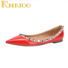 

Kmeioo Laides Shoes Fashion Rivets Slippers studded Sandals Flat With Mules Pointed Toe Slip On Woman Shoes Plus Size 35-46