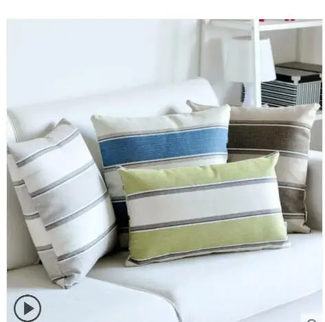 

30x50/45x45/50x50/60x60cm simple thicken linen striped cushion cover sofa backrest pillowcase square lumbar pillow cover