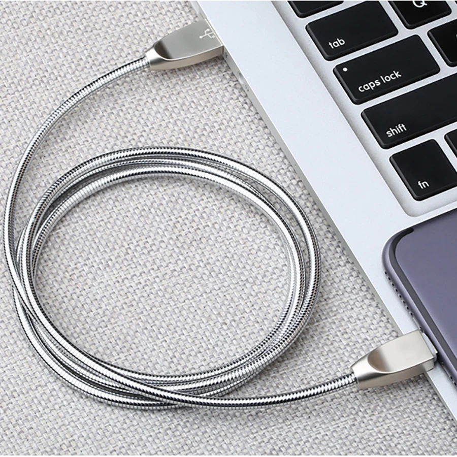 

New Metal Fast USB Charging Data Sync Cable for iPad 4 mini 2 for iPhone 5S 6 7 8 Plus X Retractable Phone Charger Cable