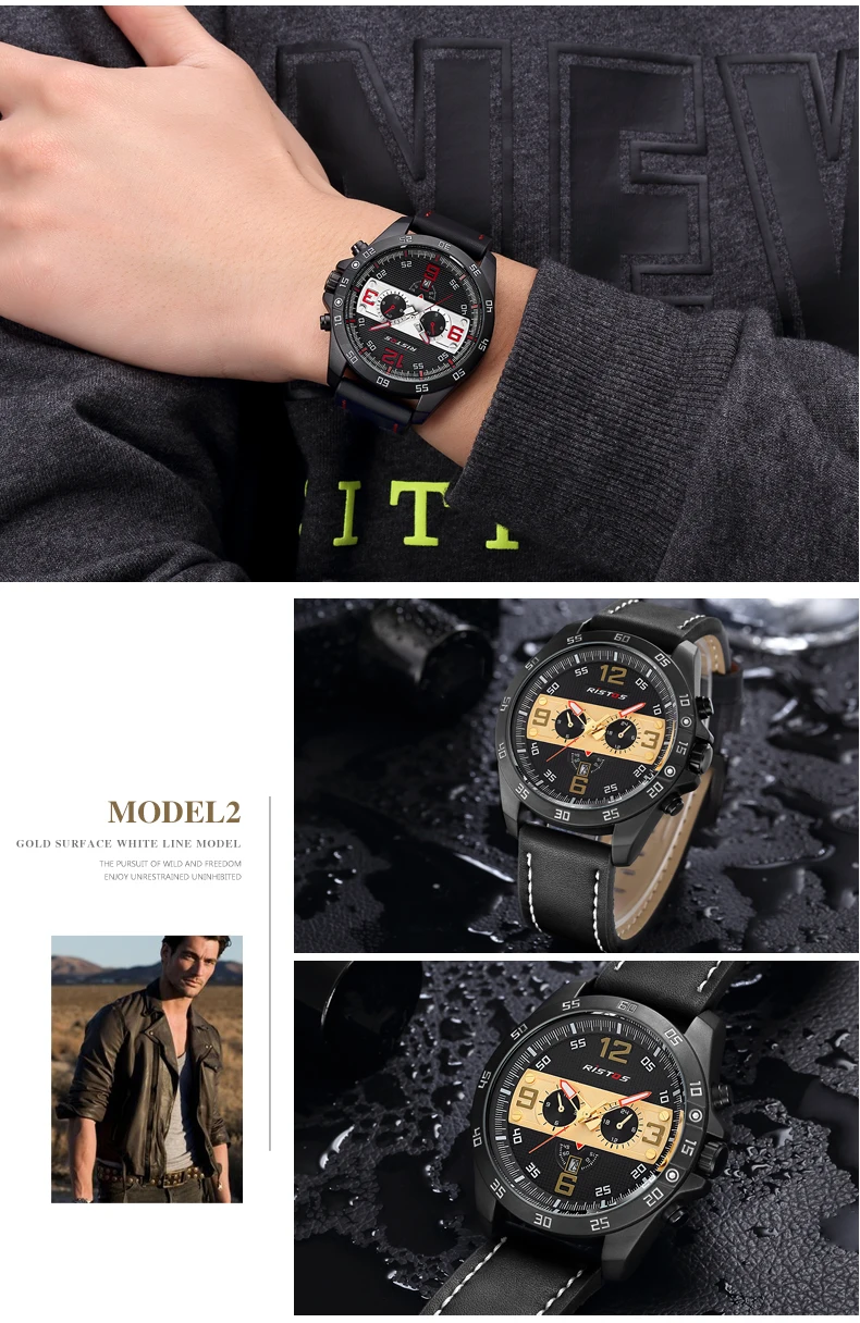 Мужские часы RISTOS, ретро дизайн, кожаный ремешок, аналоговые, сплав, кварцевые наручные часы, мужские часы, мужские часы,, relogio masculino