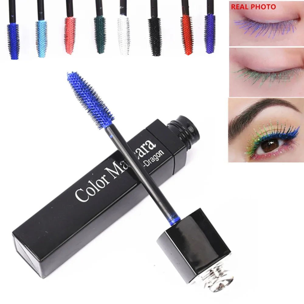 

Hot 8 Color Mascara Waterproof Colorful Eyelashes Curling Lengthening Makeup Eye Lashes Blue Green Red Purple White Ink Mascara