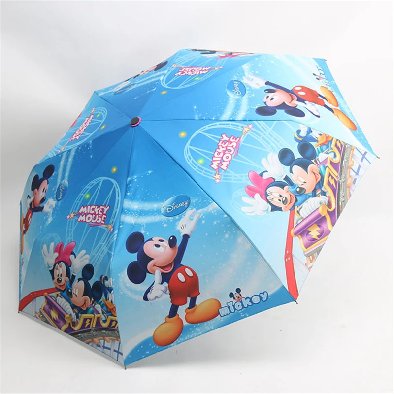 Дисней мультфильм Минни Микки Маус дождь и дождь двойного назначения три раза зонтик студенческий солнцезащитный зонт дети открытый зонтик