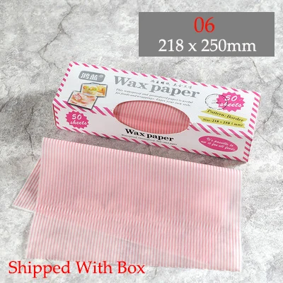 50Pcs/Lot Wax Paper Food-grade Grease Paper Food Wrappers Wrapping Paper for Bread Sandwich Burger Fries Oilpaper Baking Tools - Цвет: 06 With Box