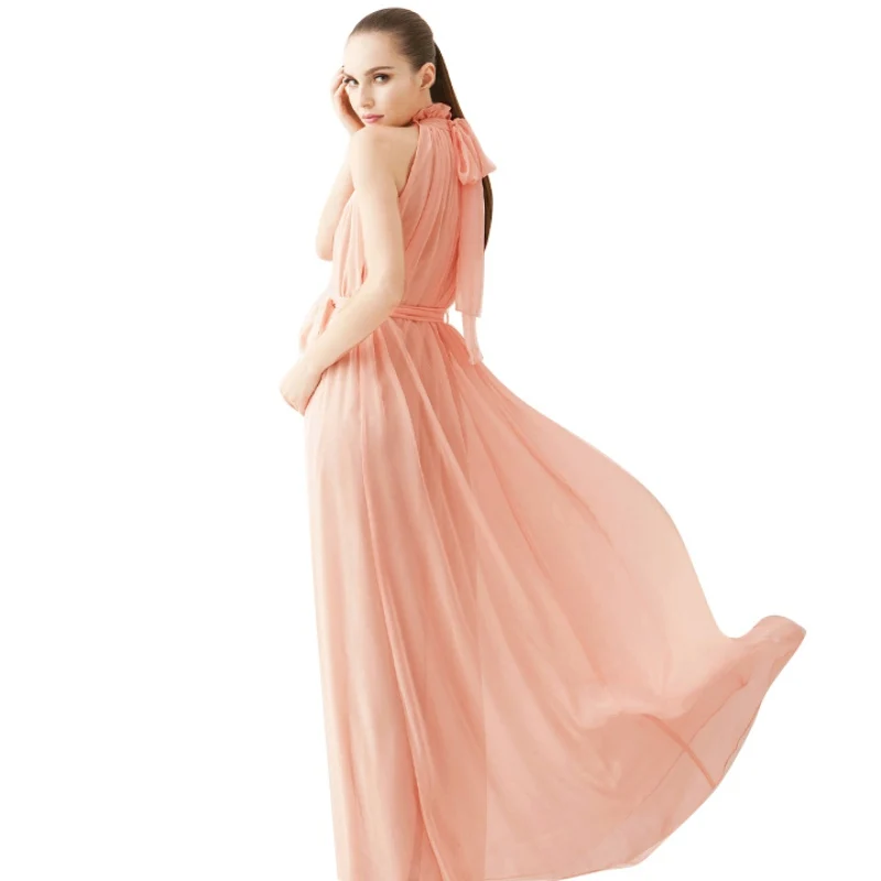 

Summer Halter Sleeveless Women Casual Party Beach Maxi Long Dress Vestido Sundress Large Size Chiffon Vestidos