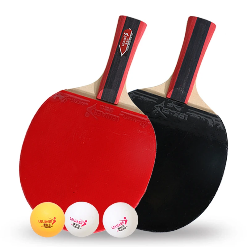 Leijiaer набор весло для пинг-понга(набор для 2 игроков), Pro Premium ракетки, 3 мяча, портативный чехол для хранения