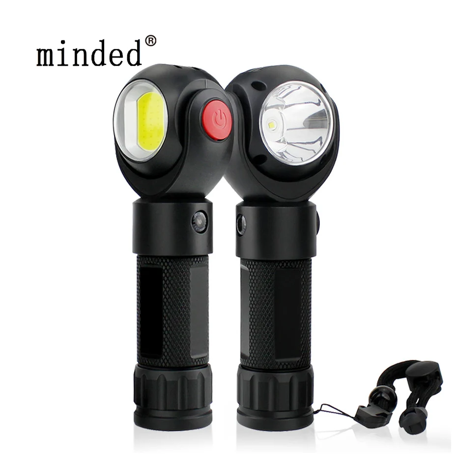 

USB Led COB Flashlight Magnet 360 Degree Rotate Head T6+COB Lantern Mini Torch With Magnet by 18650/26650 Battery Waterproof