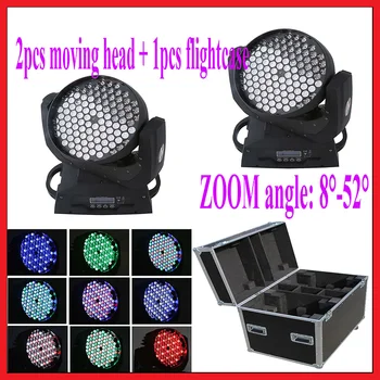 

2pcs 108x3w rgbw led ZOOM Moving head light 324W DMX DJ moving washer flightcase