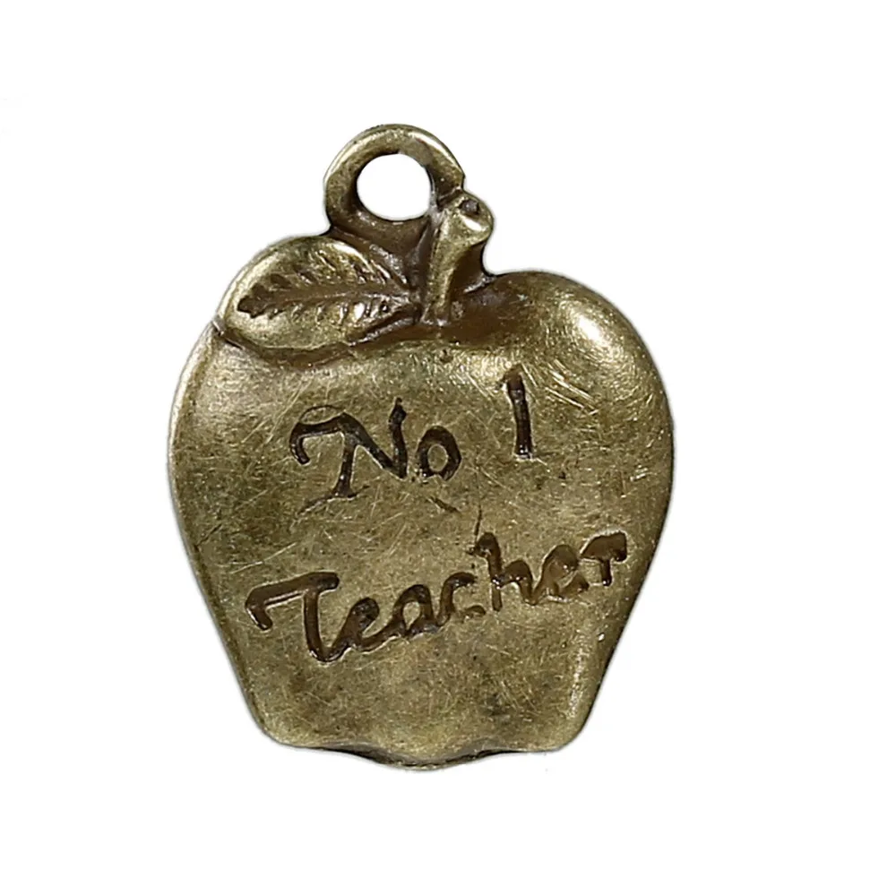 

DoreenBeads Zinc Alloy Charms Apple Fruit Pendants Antique Bronze Message Carved 17mm x14mm, Hole: 2mm 20 PCs