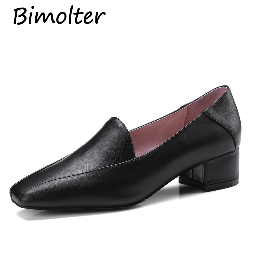Bimolter/Высококачественная обувь женские офисные туфли лодочки на толстом каблуке