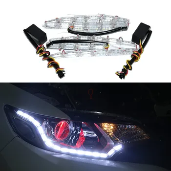 

2x LED Headlight DRL Amber Turn Signal Light For Lada Citroen c5 BMW X5 E39 Ford Fiesta Toyota Rav4 Honda Civic Car Accessories