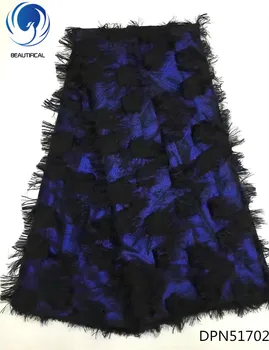 

BEAUTIFICAL African lace fabric embroidery tassels french ace fabric 2018 New arrival women party dress net lace 5yards DPN517