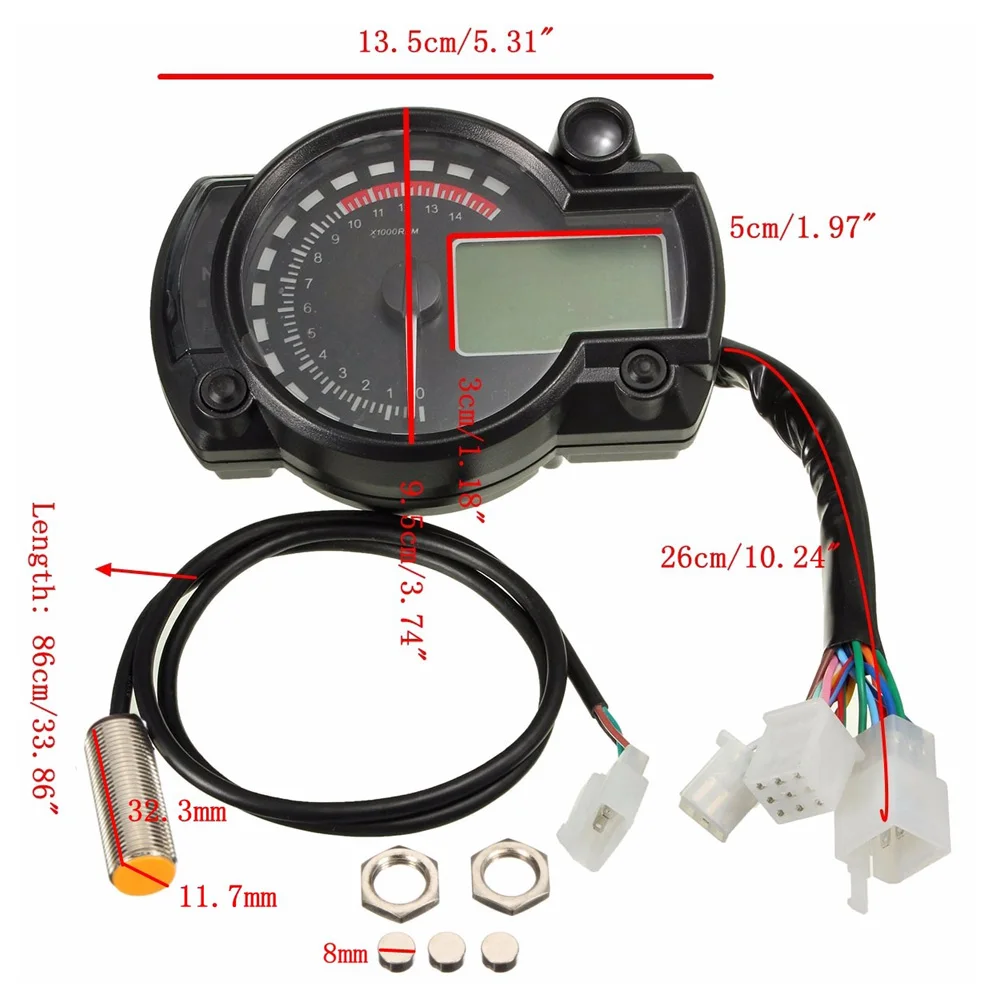Цифровой светильник для мотоцикла, ЖК-дисплей, измеритель скорости, одометр, тахометр, датчик двойной скорости, тахометр, одометр, инструмент, регулируемый