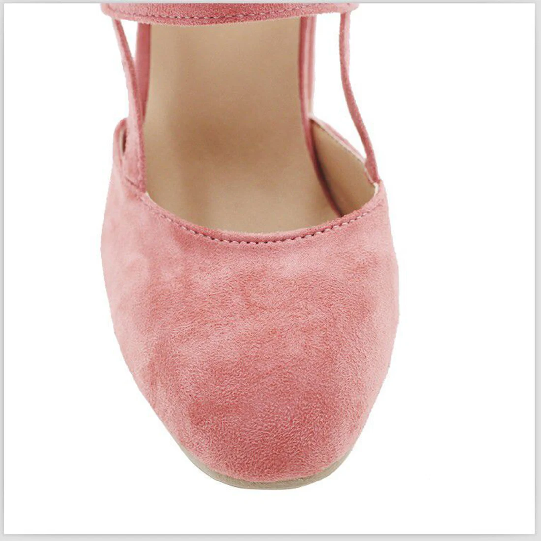 Женские розовые элегантные пикантные туфли на высоком квадратном каблуке с ремешком на щиколотке; сезон весна-лето; женские замшевые босоножки на толстом каблуке с круглым носком для невесты