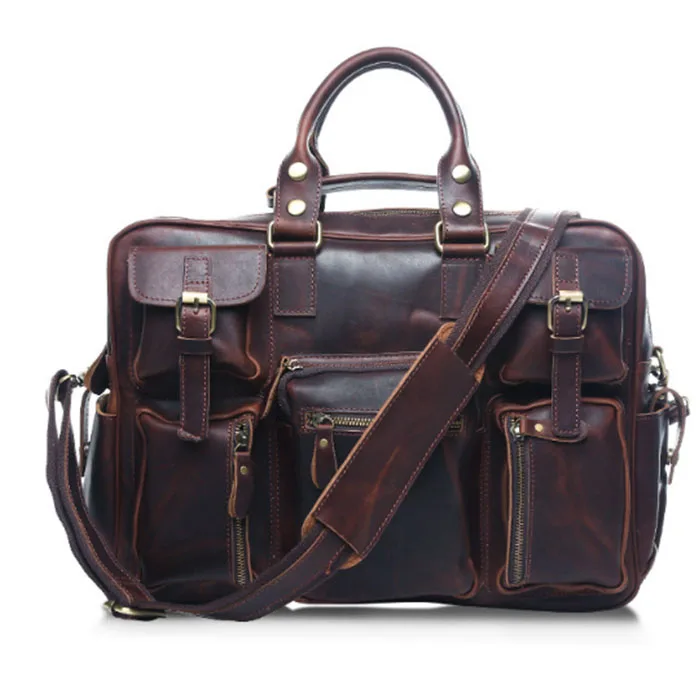 

new Designer Brand New Arrival Men's Briefcase Business Shoulder Bag Genuine Cowhide Handbags Vintage Retro Men Messenger Bags