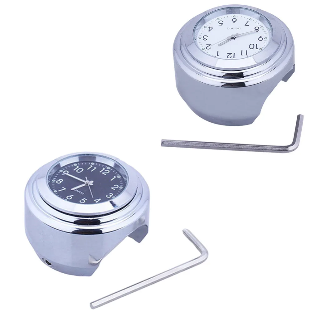 

26mm /1" 1Pc Universal Chrome Waterproof Motorcycle Handlebar Mount Clock Two Color Optional Thermometer Watch