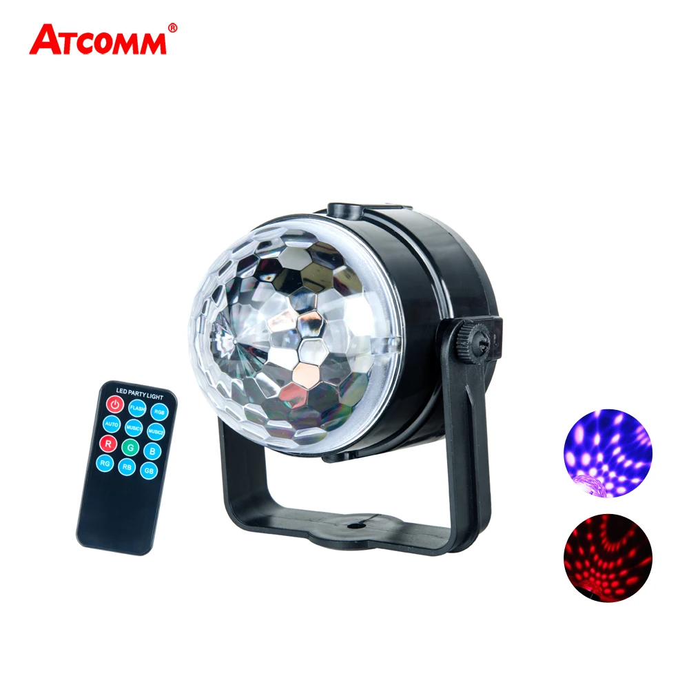 

3W IR Remote RGB LED Crystal Magic Rotating Ball Stage Lights With 12 Key Remote Controller 85-265V EU US UK AU Plug
