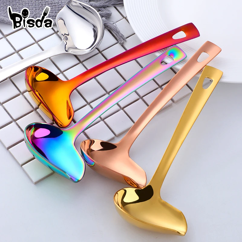 

1Pc Sauce Drizzle Spoon with Spout Stainless Steel Soup Ladle Kit Dinnerware Serving Spoon Creative Oil Spoon Kitchen Utensils