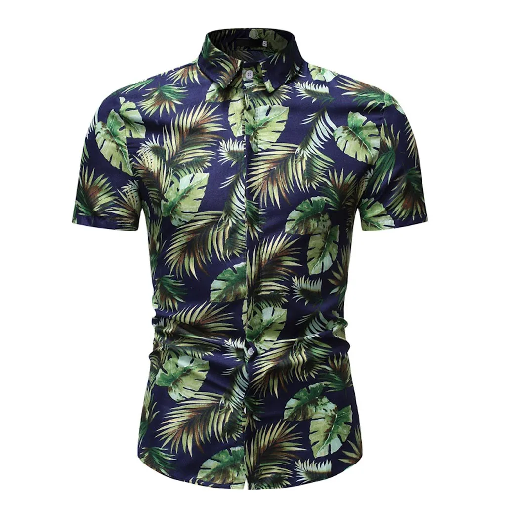 

Men's Shirt hawaiian Summer Casual Comfy Printed Turn-Down Collar Slim Fit Short Sleeve Shirt Men Blouse Top streetwear camisa