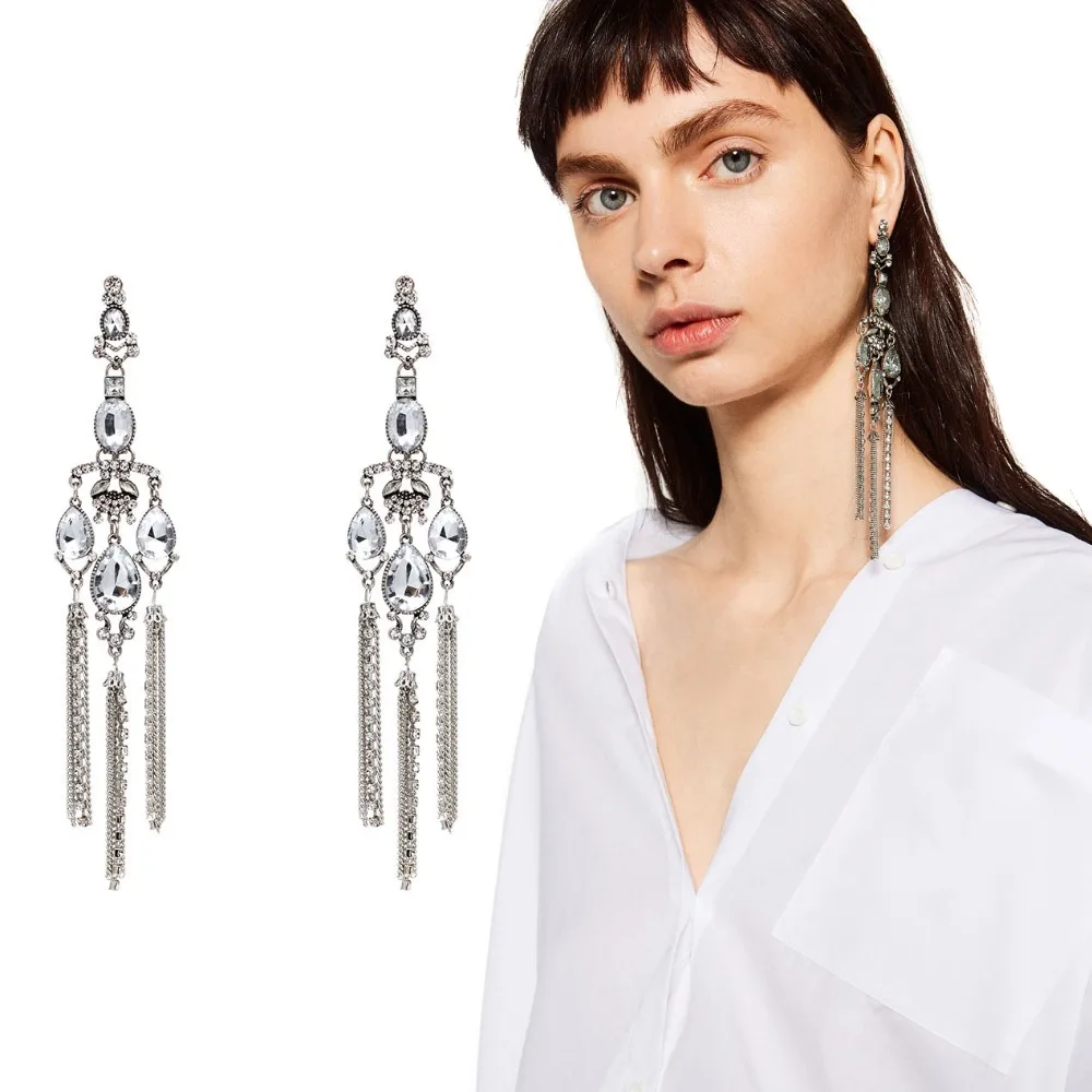 2019 charms long dangling earrings for women chain tassel statement Earrings Fashion jewelry