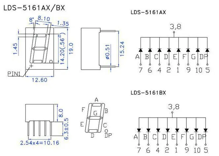 0.56 1 Digit 7 Segment LED Display