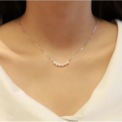 ZHBORUINI Fashion Pearl Necklace Natural Freshwater Pearl 925 Sterling Silver Five Pearls Choker Charm For Women pendant necklace,silver necklace