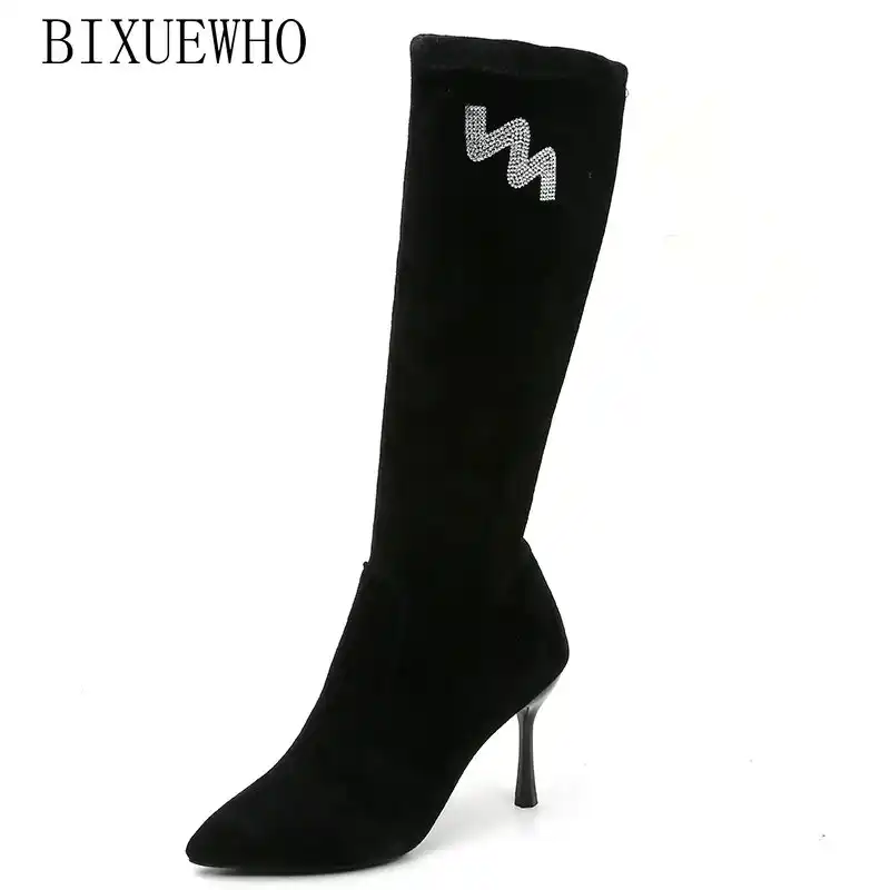 2018 nueva rodilla alta de las mujeres botas de moda de otoño súper Sexy de  rayo zapatos de mujer Zapatos de tacón alto Mujer elegante vestido bota| Botas hasta la rodilla| - AliExpress