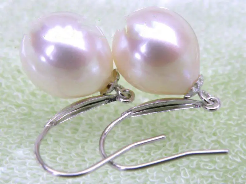 

14k white solid gold 10*11mm AAA+++ drop white south sea pearls dangle earrings