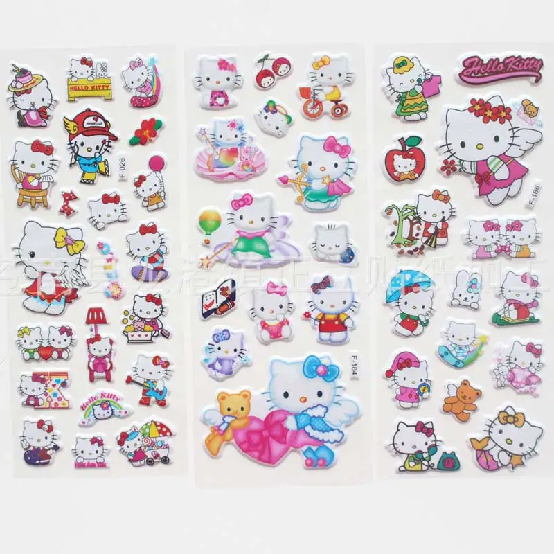 

10pcs/Set Hello Kitty Cartoon 3D Bubble Stickers Children's Cartoon Scrapbook Notebook Fun Prizes Stickers Cat Children's Toy