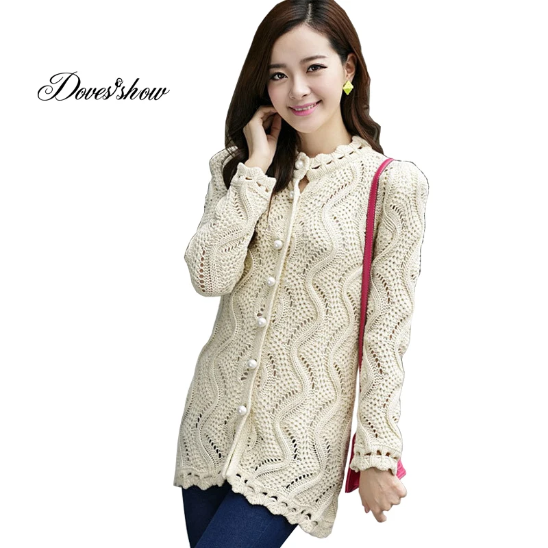 Women Oversized Cardigans Sweater Hollow Out Knitted