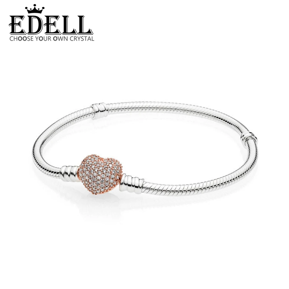 

EDELL 100% 925 Sterling silver 1:1 Original Authentic 586292CZ Charm Basic Bracelet Suitable DIY Beaded Women Jewelry