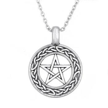 

10PCS Retro Gothic Vintage Silver Plated Pentacle Knotted Pendant Black Leather Necklace For Men Jewelry