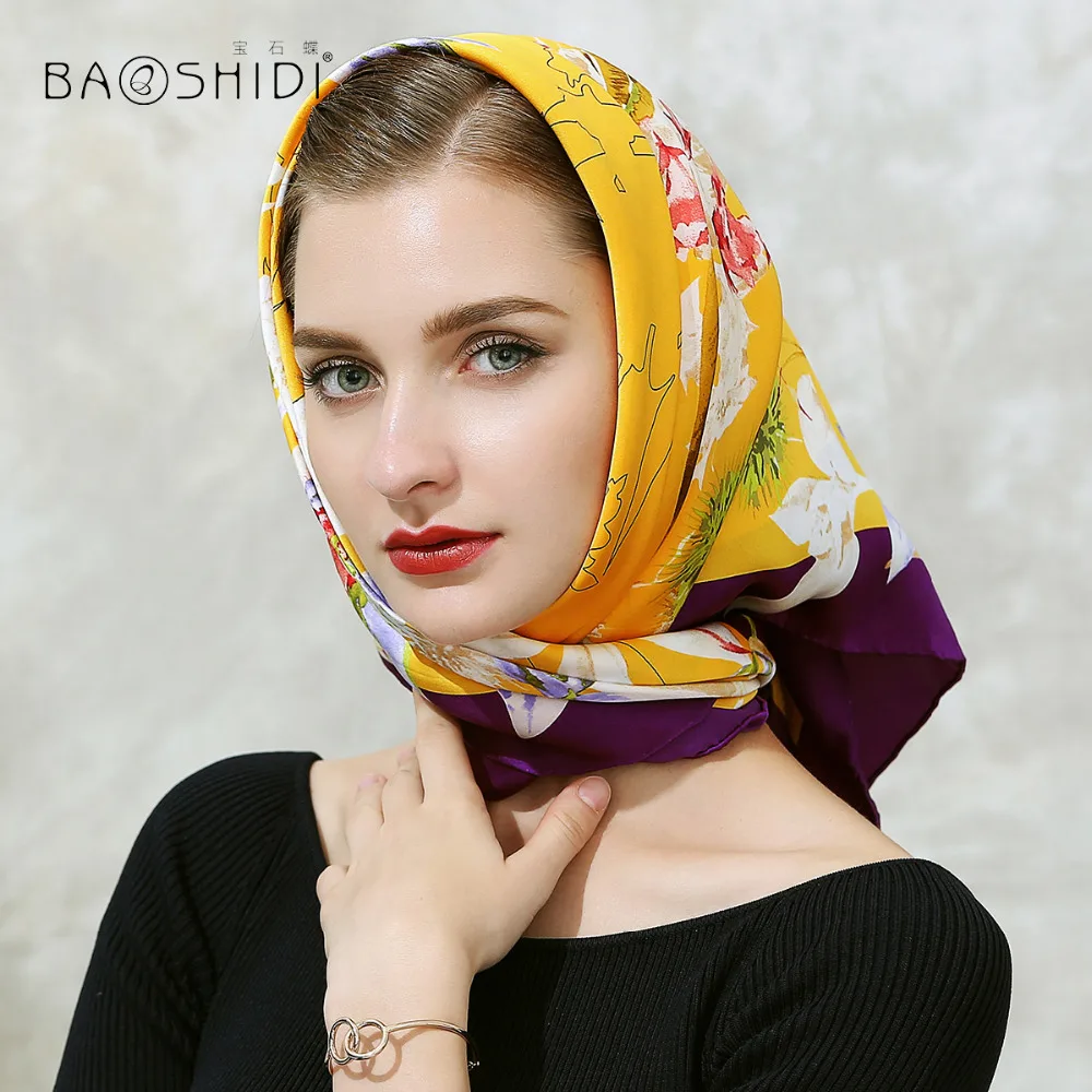 [BAOSHIDI]2017 Autumn New Arrival, 16m/m 100 silk satin scarf,106*106