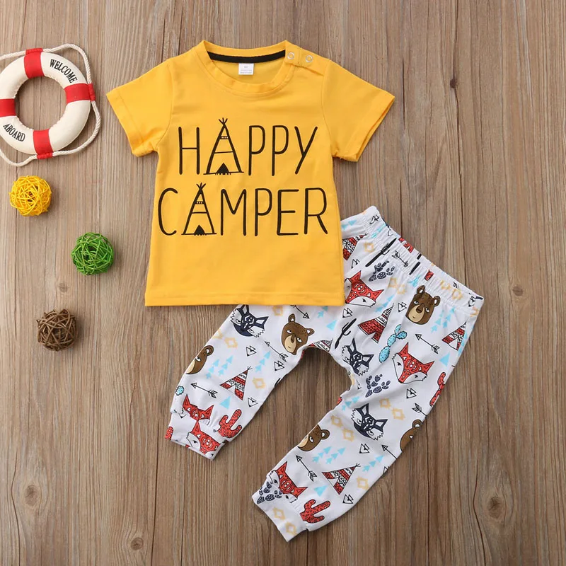 FOCUSNORM New Fashion Animals Newborn Baby Boys Girl Clothes Tops T shirt Pants Outfit Set Clothes