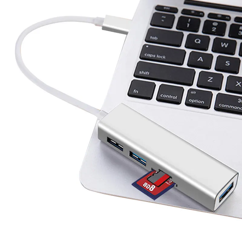 USB концентратор Mosible 5 в 1 с суперскоростным адаптером Thunderbolt 3 кардридером TF SD