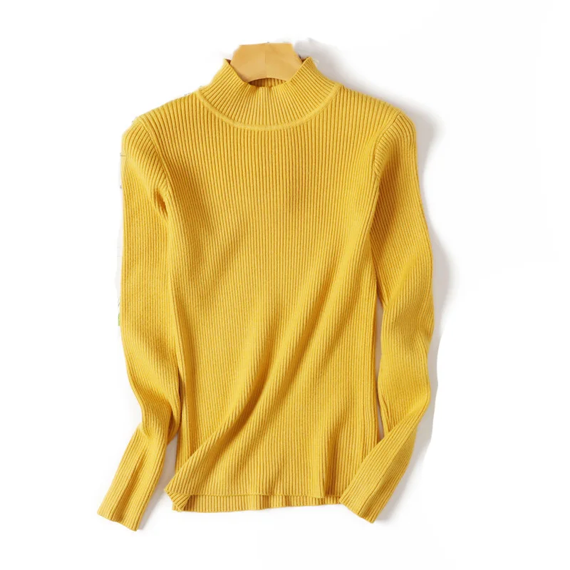ShejoinSheenjoy Spring Autumn Women Pullovers Sweaters Fashion Slim Half Turtleneck Knitted Tops Women Elastic Casual Sweater (18)