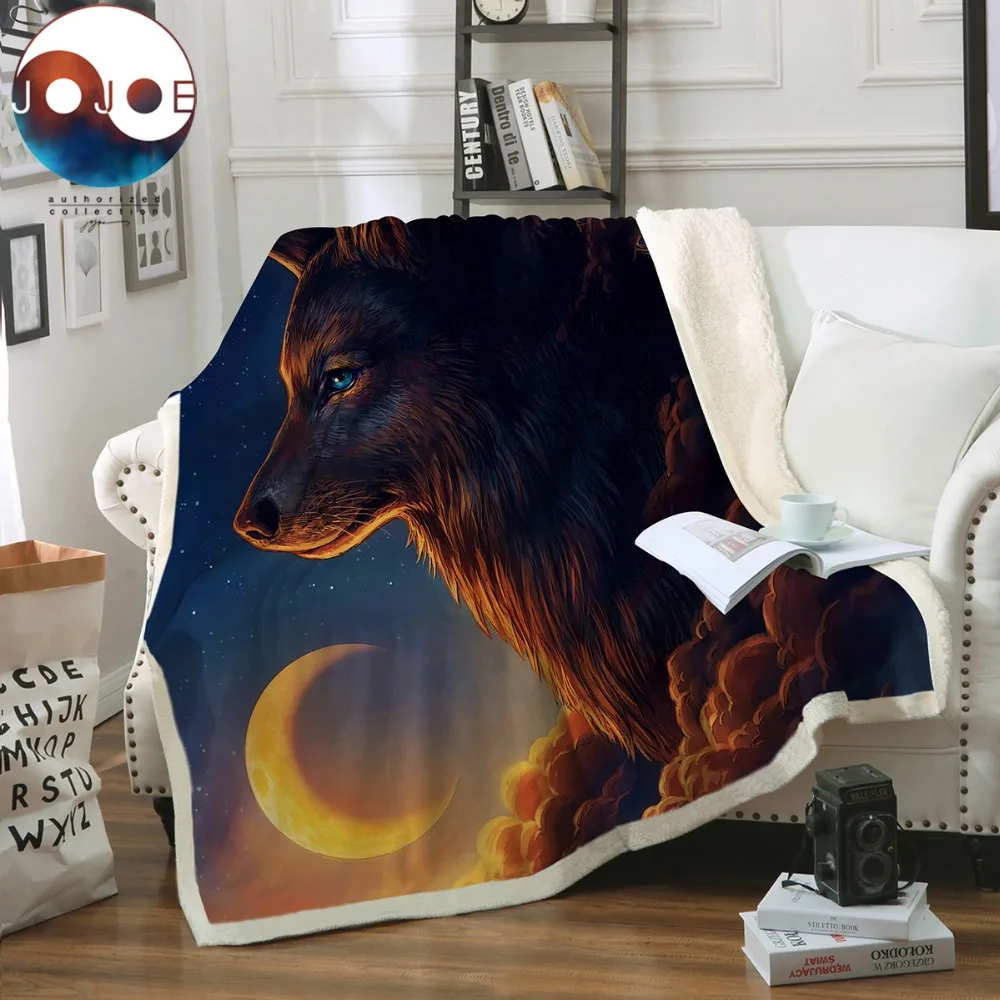 

Night Guardian by JoJoesArt Throw Blanket Sherpa Fleece Blanket for Bed Sofa Wolf And The New Moon Plaid Bedspread manta