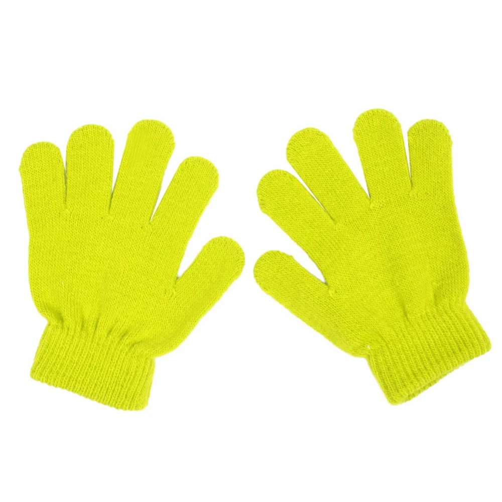 Горячая Распродажа, милые зимние перчатки для маленьких мальчиков и девочек, однотонные вязаные эластичные варежки#330