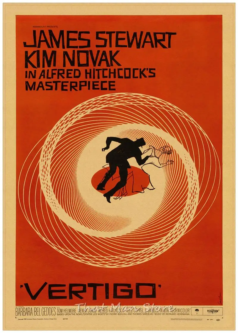 Psycho Notorious North by Northwest Hitchcock домашний интерьер украшения Крафт Фильм Ретро плакат рисунок core наклейки на стену - Цвет: Оранжевый