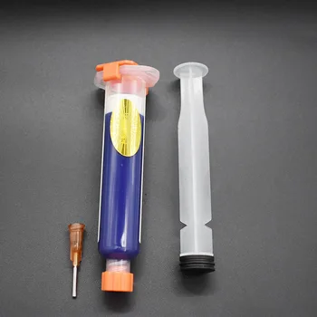 

10ML Blue UV Solder Mask +1 Needle & Push PCB BGA PAINT PREVENT CORROSIVE ARCING Soldering Paste Flux Cream Welding Fluxes Oil