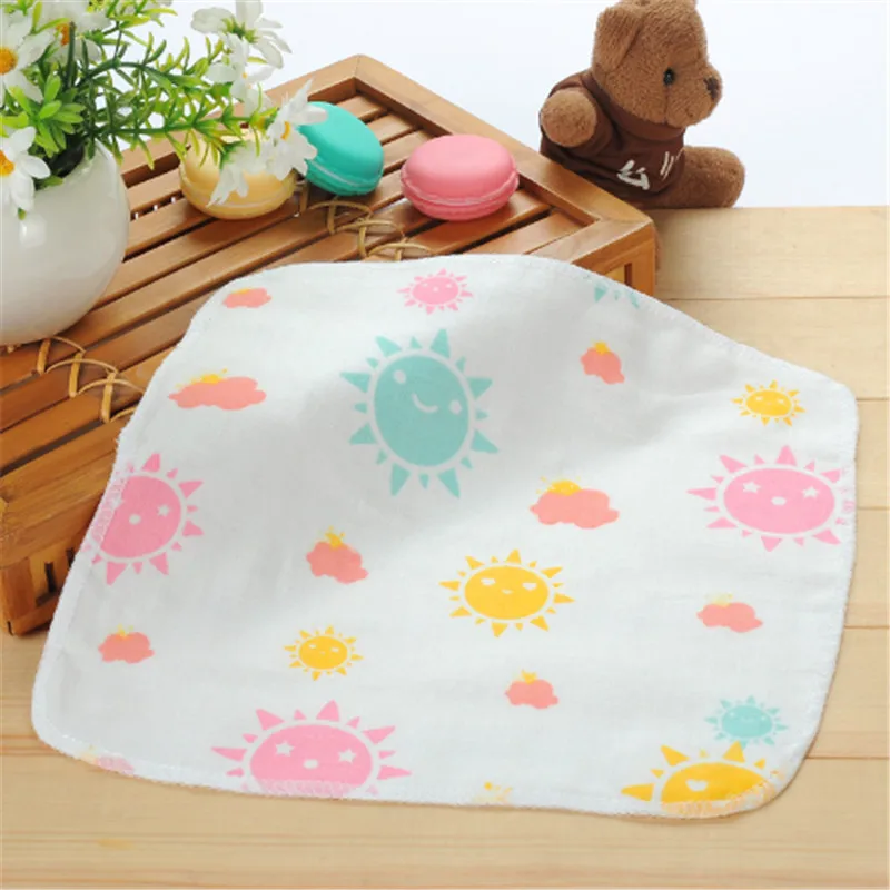  10 pieces / lot Children Baby Cartoon Towel Cotton Gauze Absorbent Printed Square Towels Drying Was