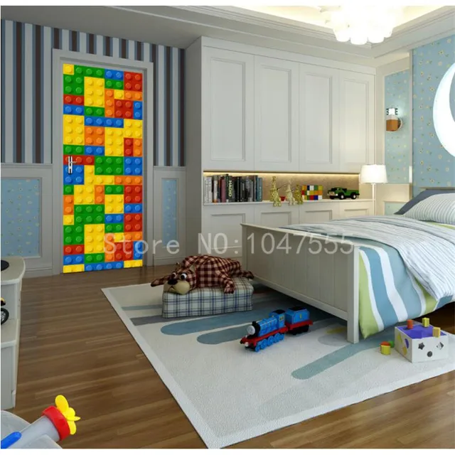 Anak Blok Bangunan Mainan Dinding Lukisan Mural Wallpaper Latar Anak Blok Bangunan Mainan Dinding Lukisan Mural Wallpaper Latar Belakang Ruang Tamu R Tidur Pintu
