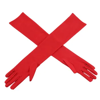 

1 Pair Vintage Women Elegance Solid Color Prom Stretch Halloween Satin Opera Evening Party Long Gloves