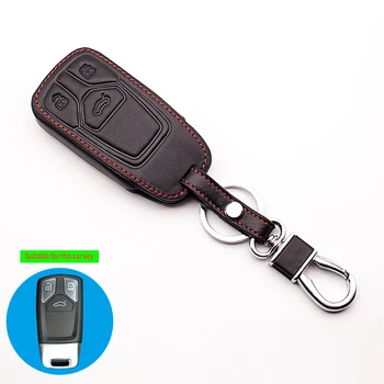 

Leather Car Styling Key Cover Case Key cases For audi a4 b9 q7 4m tt 8s Auto Accessories 2016 2017 keyring key holder Key Shell