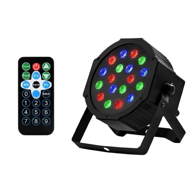 

18 LED Remote Control PAR Light Auto Show Lamp Sound Activated DMX 512 Controller Stage Light for Birthday Party Wedding Bar