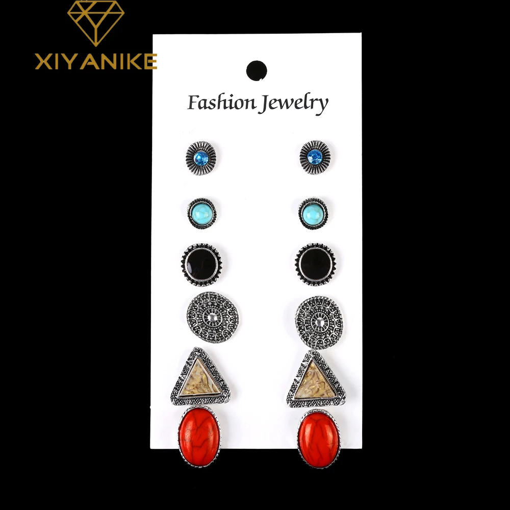 

XIYANIKE 6pairs/set 2017 New Arrival Hot Sale Fashion Luxury Earrings Set For Women Earrings Jewelry Brinco Pendientes E783