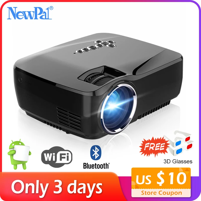 

Newpal Projector 1200 Lumens LED Projector Home Theater Set in Android 4.4 WIFI Bluetooth Support Miracast Airplay AC3 Proyector